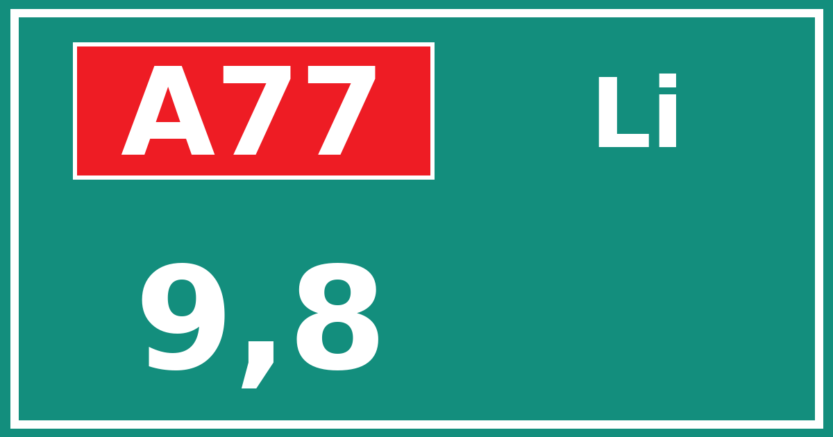 Hectometerbord A77 9,8 zijde Li