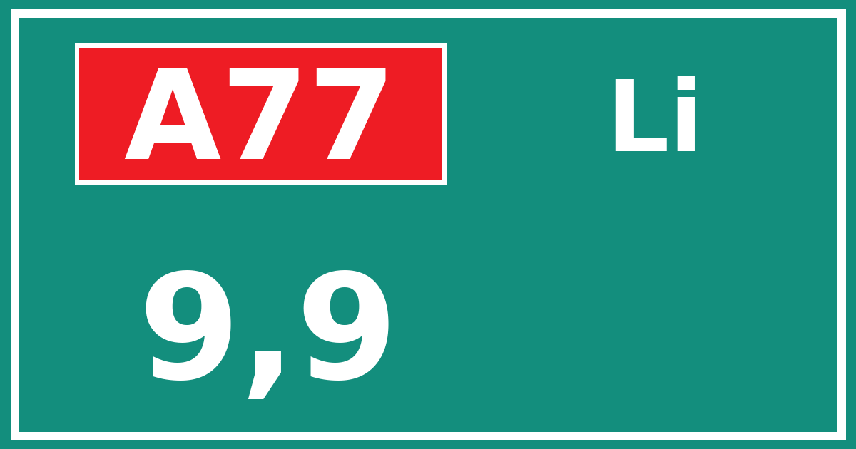 Hectometerbord A77 9,9 zijde Li