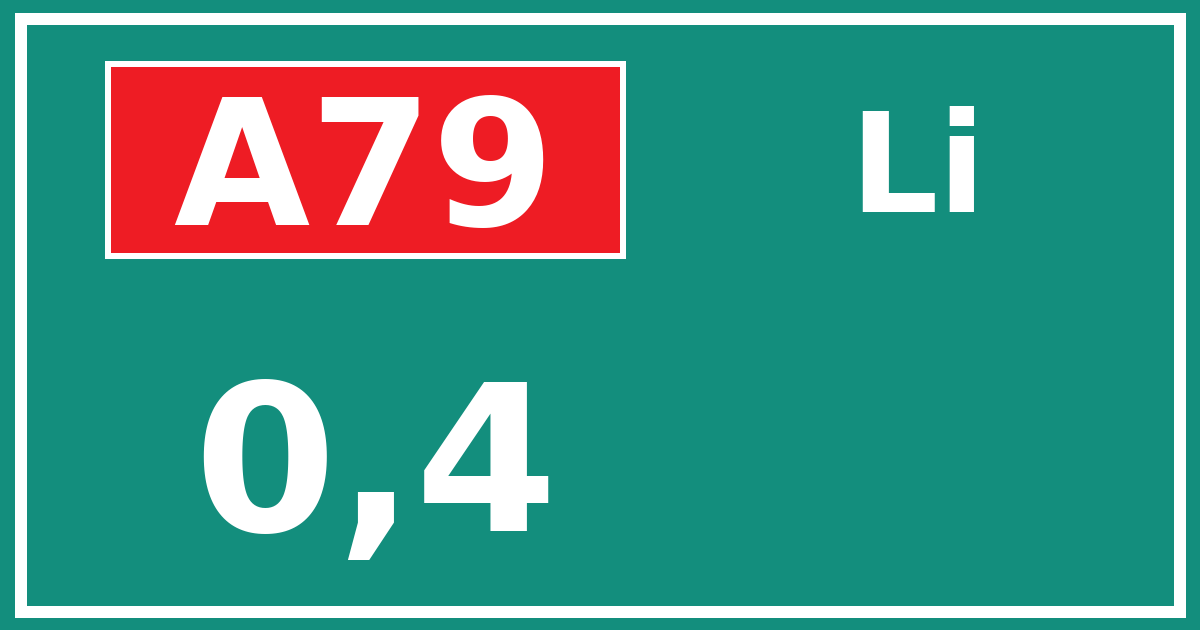 Hectometerbord A79 0,4 zijde Li