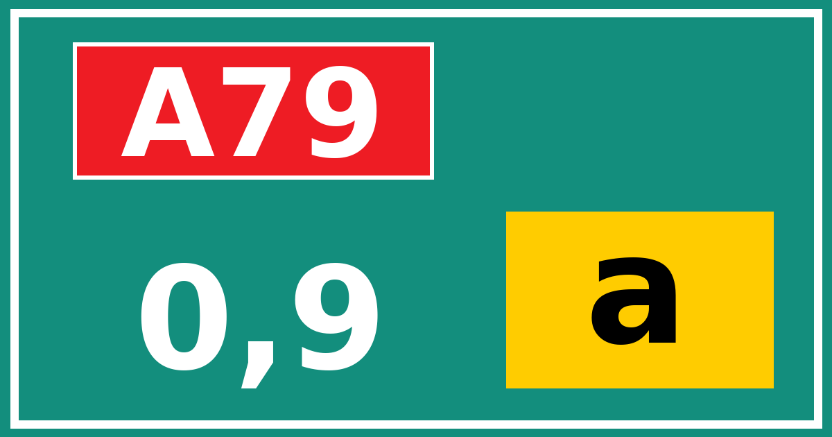 Hectometerbord A79 0,9 letter a