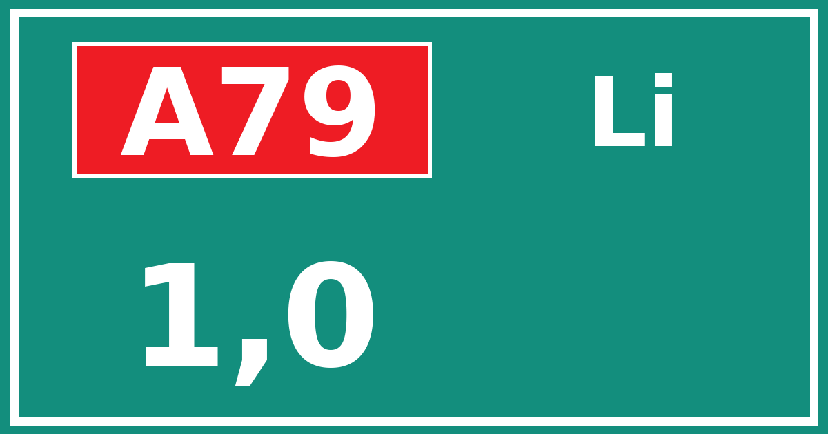 Hectometerbord A79 1,0 zijde Li