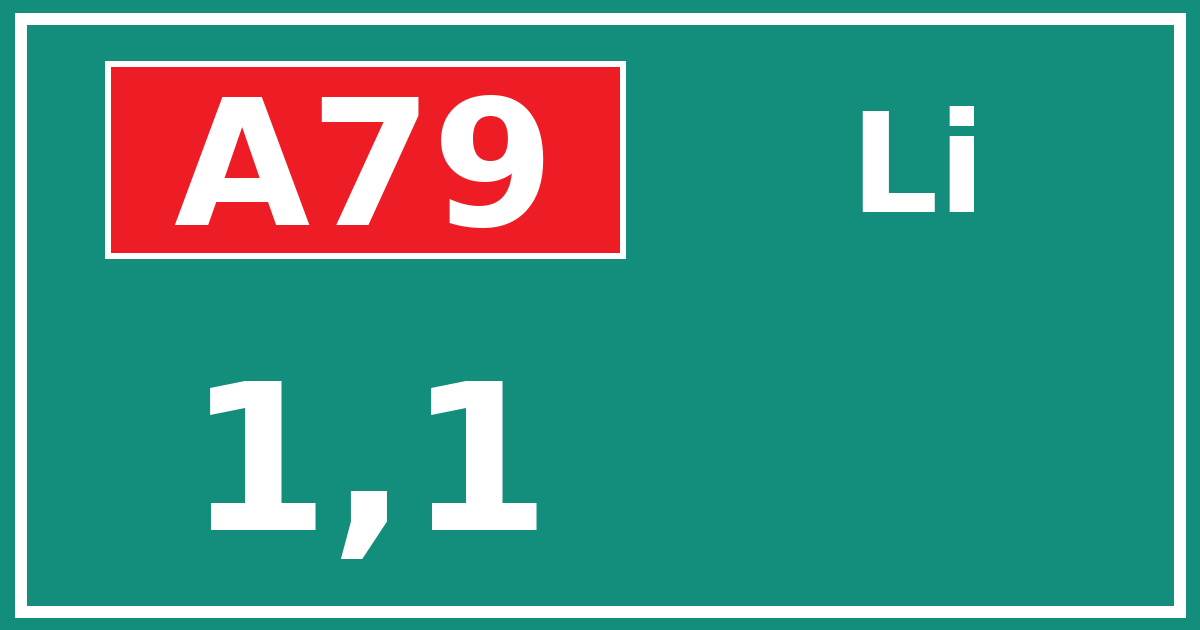 Hectometerbord A79 1,1 zijde Li