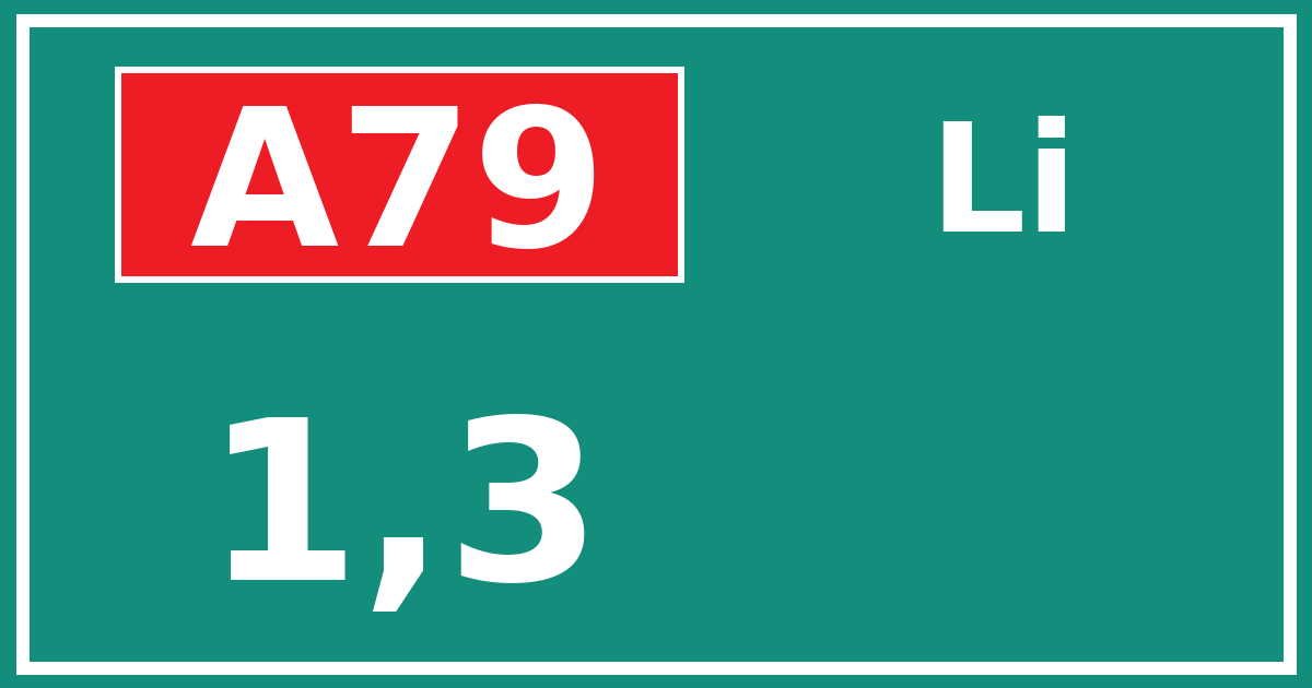 Hectometerbord A79 1,3 zijde Li