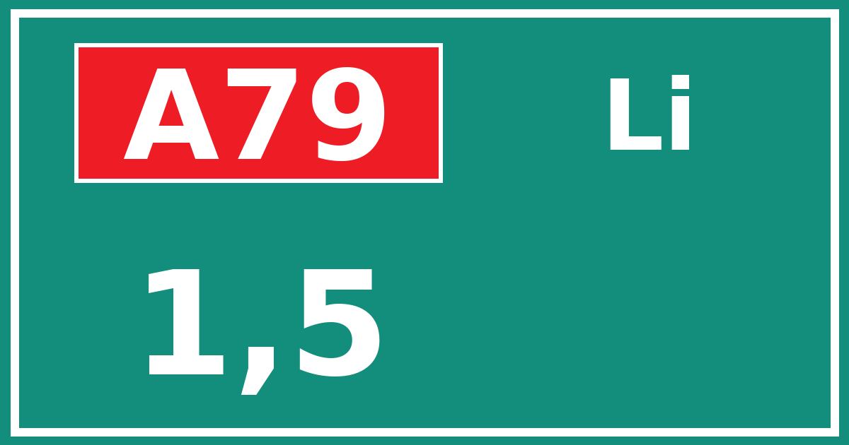 Hectometerbord A79 1,5 zijde Li