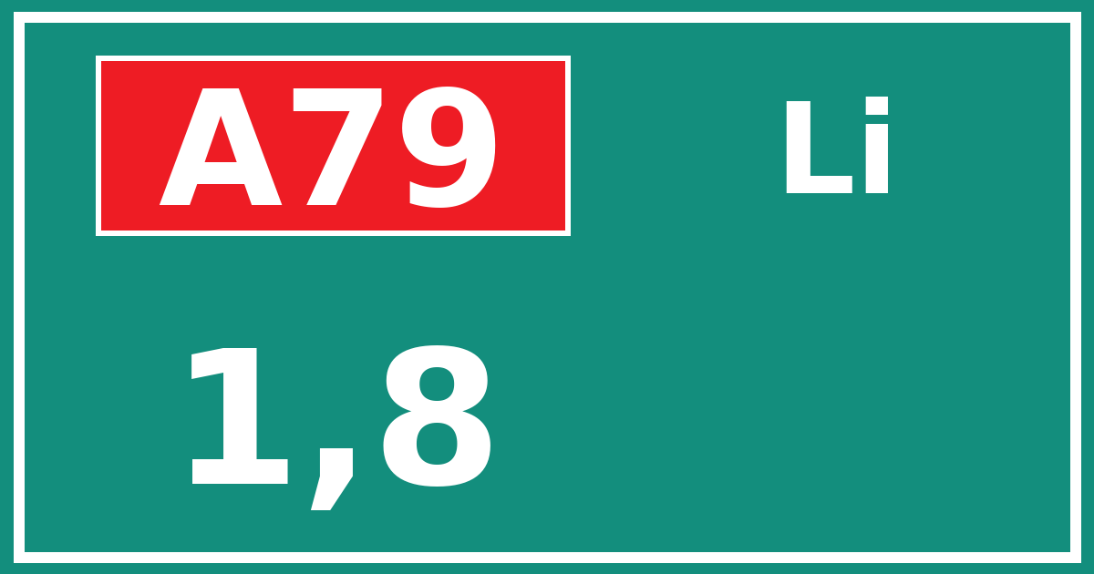 Hectometerbord A79 1,8 zijde Li