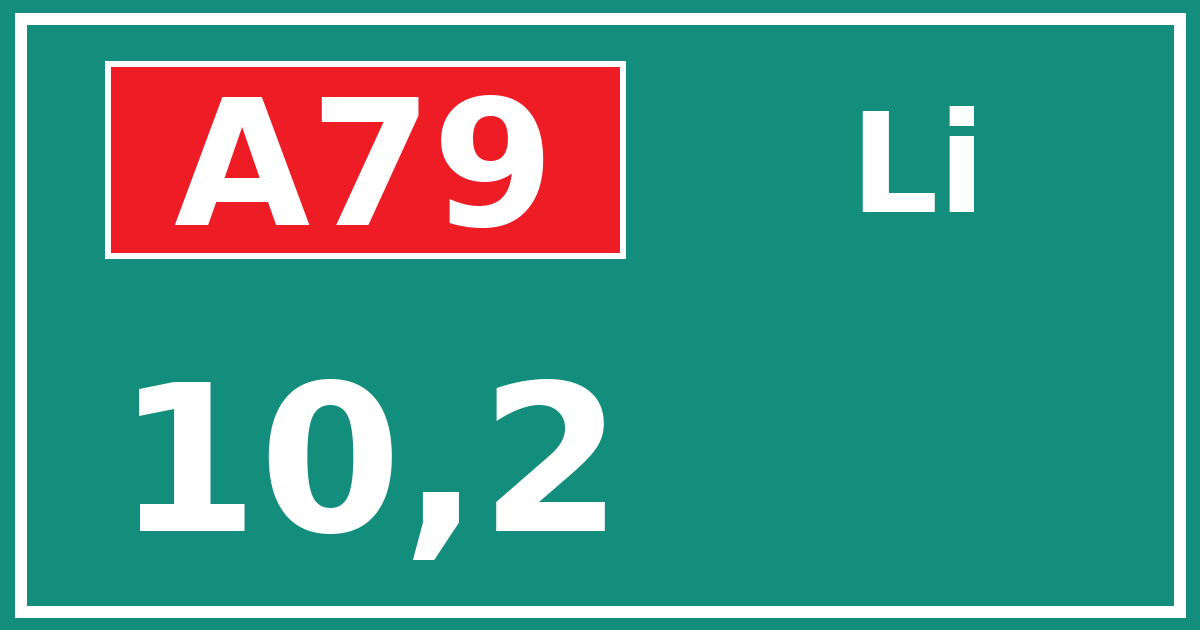Hectometerbord A79 10,2 zijde Li