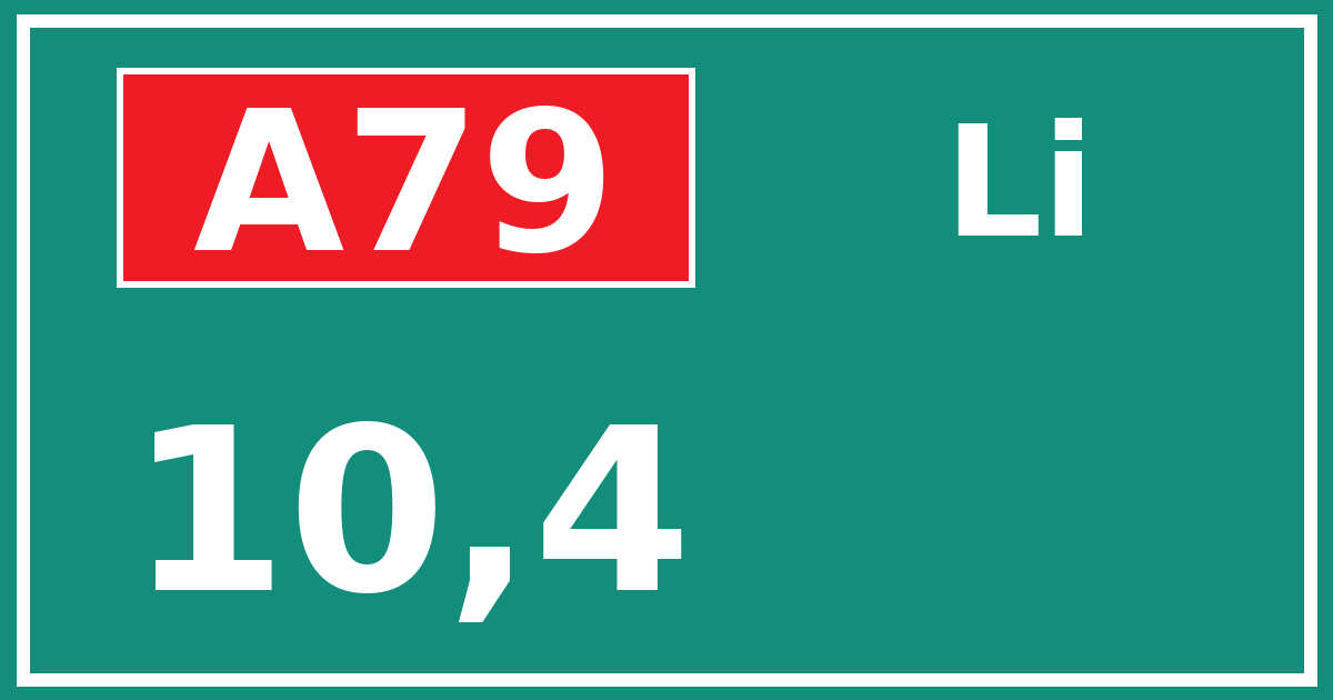 Hectometerbord A79 10,4 zijde Li
