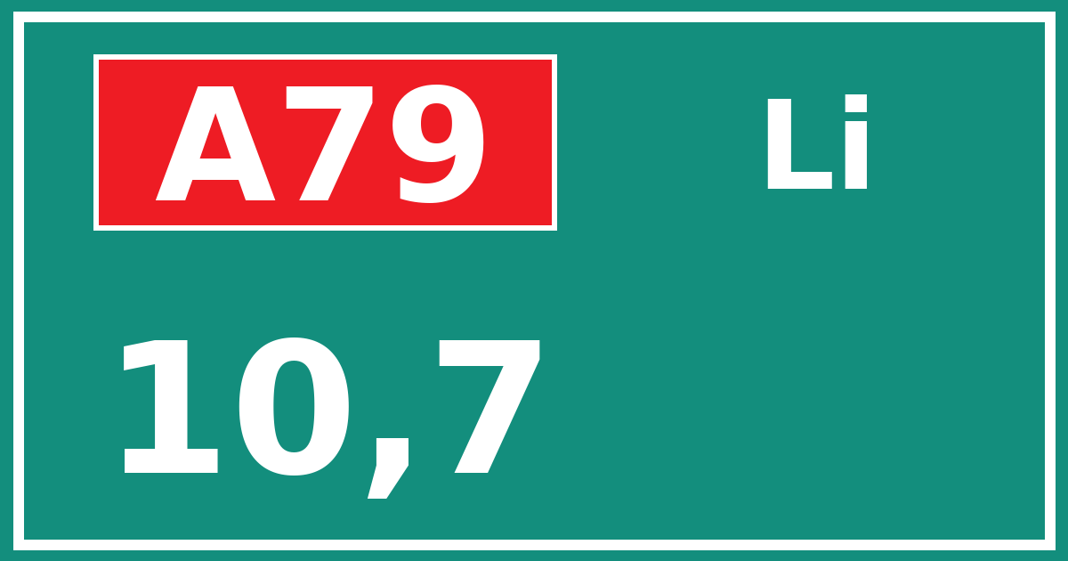 Hectometerbord A79 10,7 zijde Li