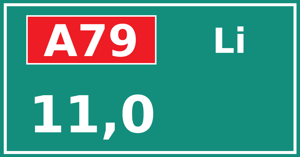 Hectometerbord A79 11,0 zijde Li