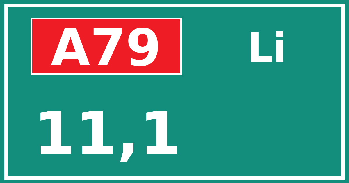 Hectometerbord A79 11,1 zijde Li