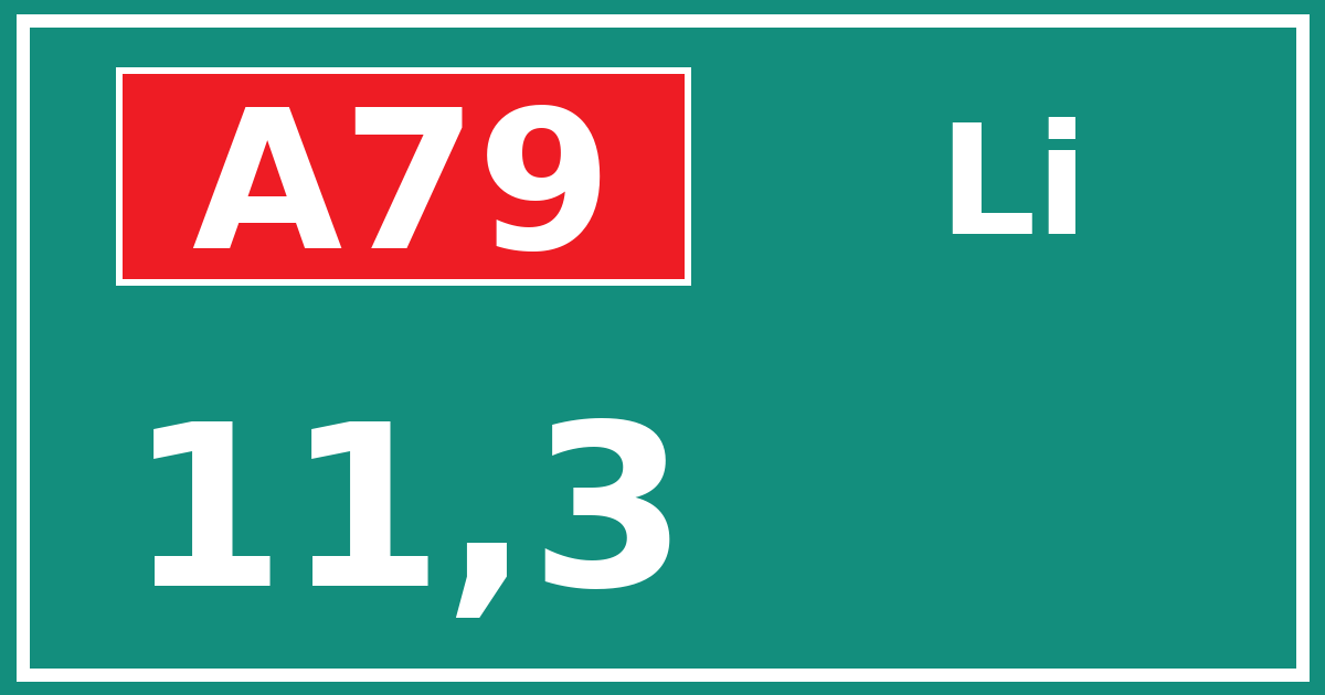 Hectometerbord A79 11,3 zijde Li