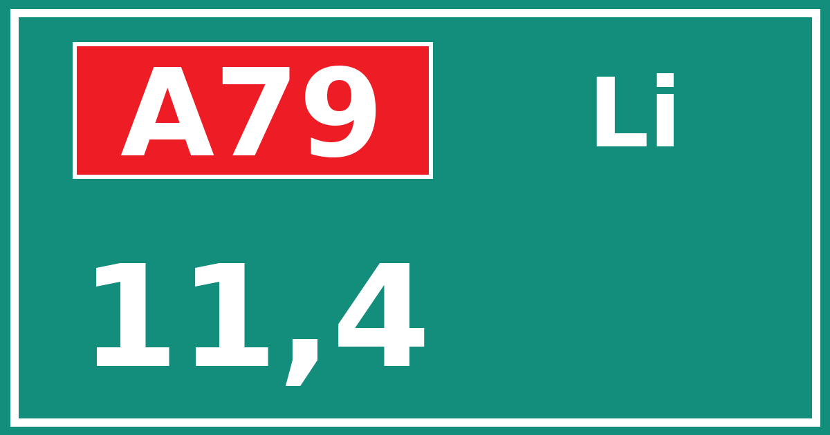 Hectometerbord A79 11,4 zijde Li