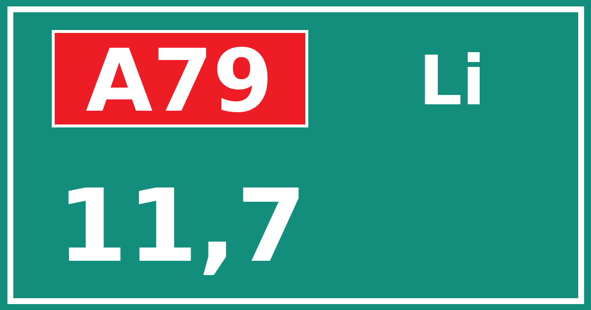Hectometerbord A79 11,7 zijde Li