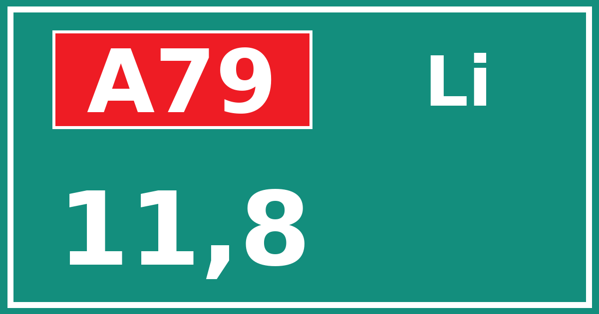 Hectometerbord A79 11,8 zijde Li