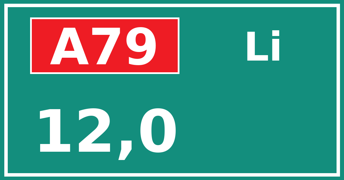 Hectometerbord A79 12,0 zijde Li