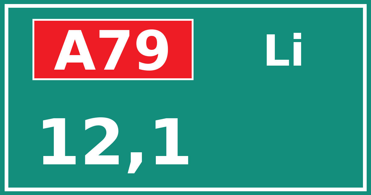 Hectometerbord A79 12,1 zijde Li