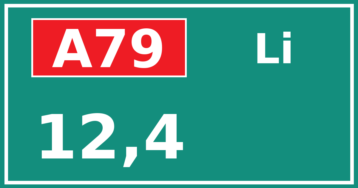 Hectometerbord A79 12,4 zijde Li