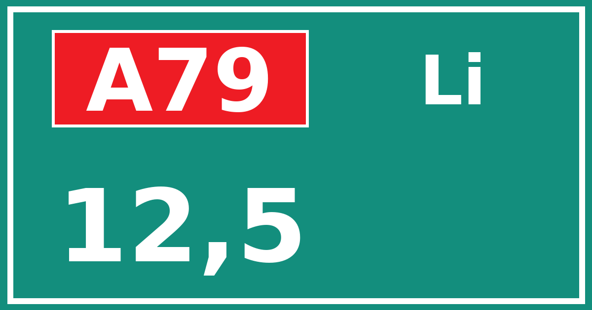 Hectometerbord A79 12,5 zijde Li