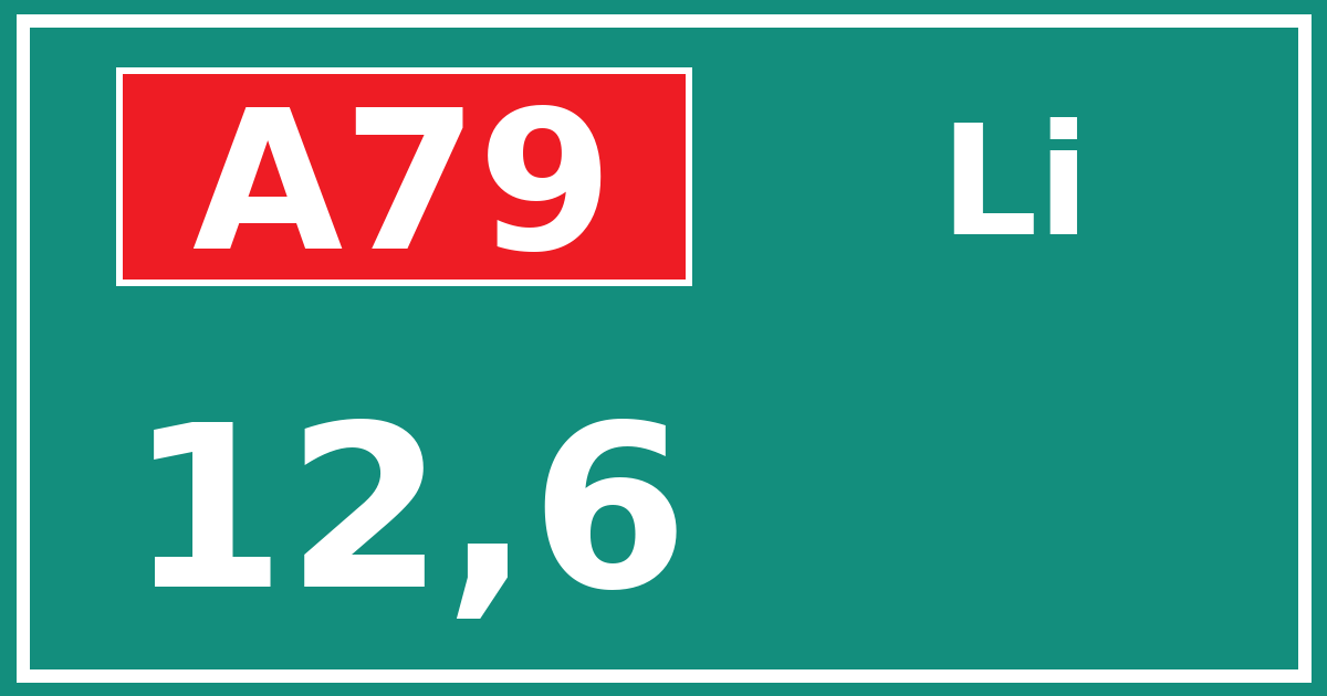 Hectometerbord A79 12,6 zijde Li