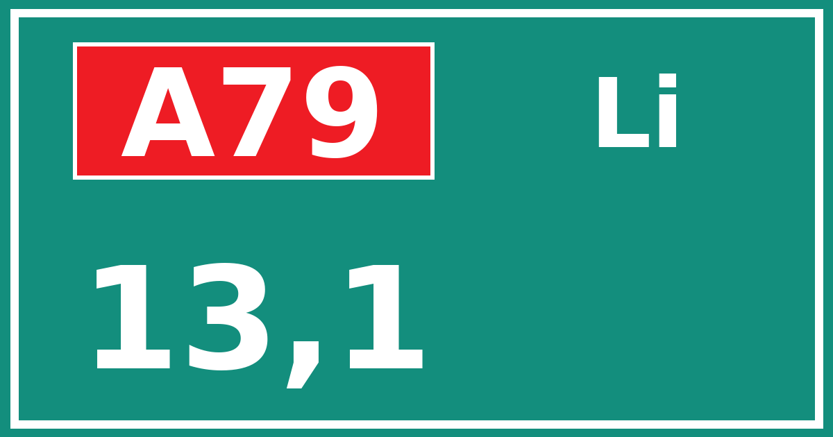 Hectometerbord A79 13,1 zijde Li