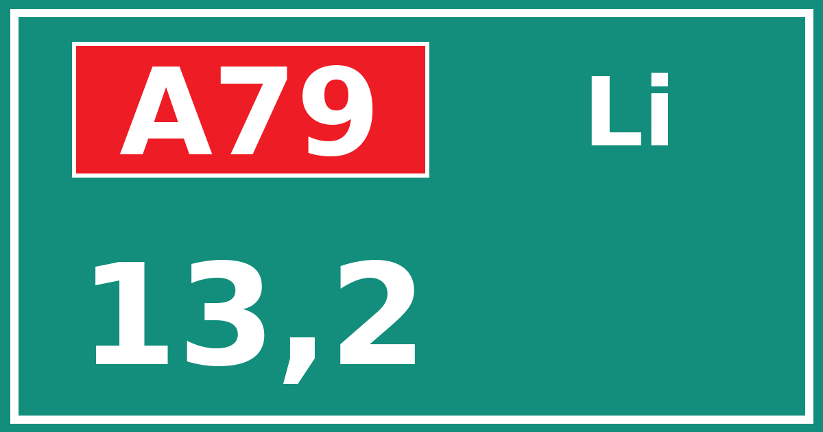 Hectometerbord A79 13,2 zijde Li