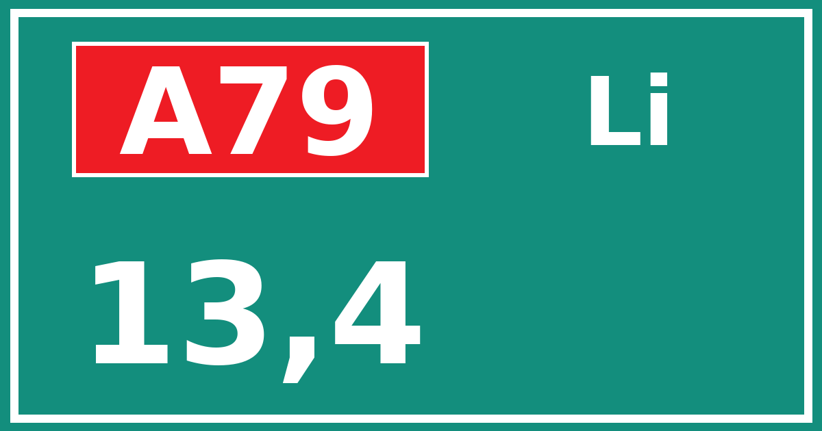 Hectometerbord A79 13,4 zijde Li