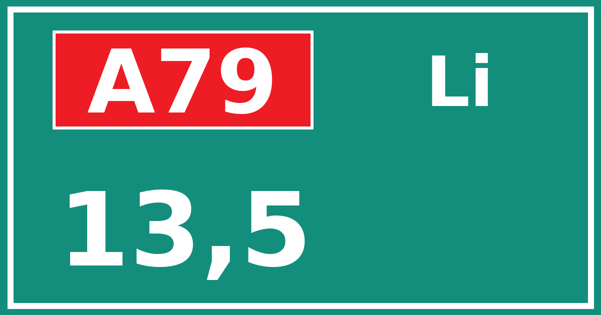 Hectometerbord A79 13,5 zijde Li