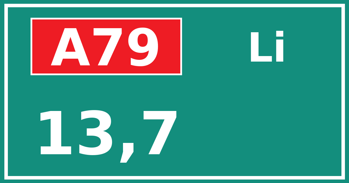Hectometerbord A79 13,7 zijde Li
