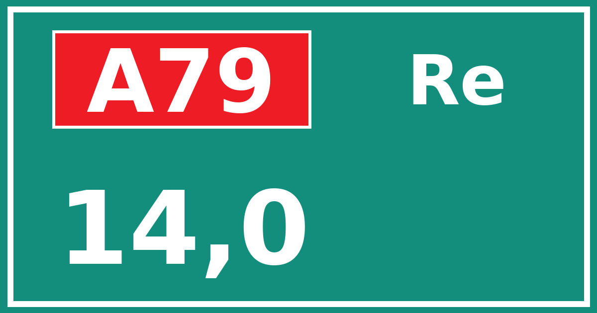 Hectometerbord A79 14,0 zijde Re