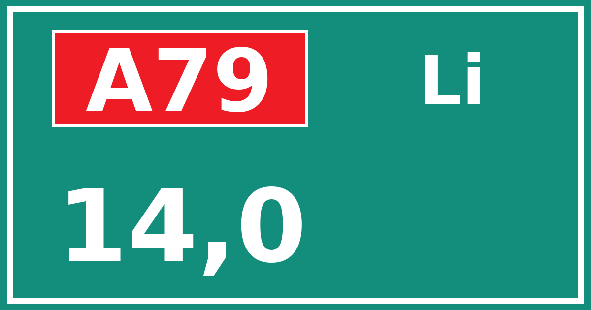 Hectometerbord A79 14,0 zijde Li