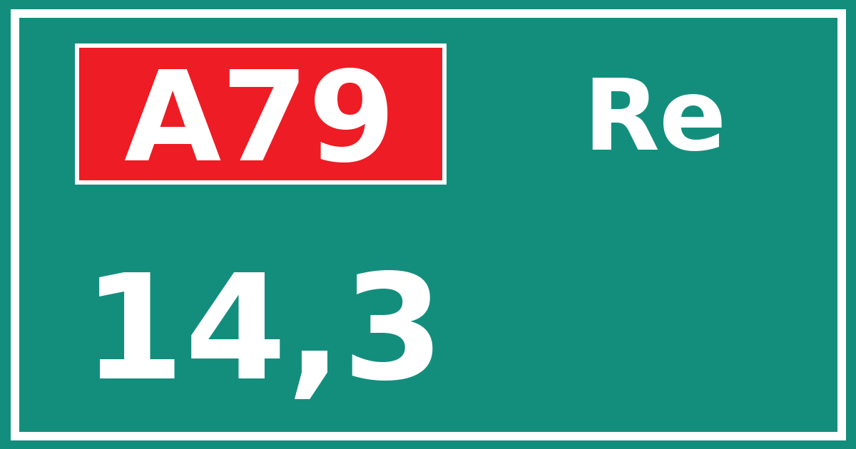 Hectometerbord A79 14,3 zijde Re