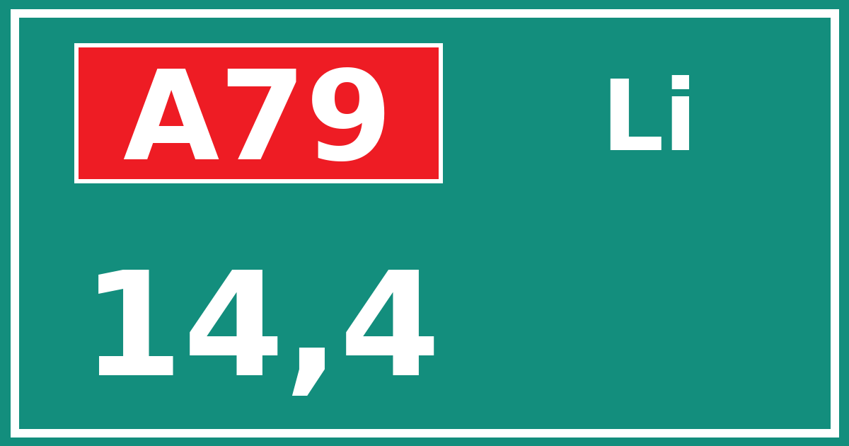 Hectometerbord A79 14,4 zijde Li