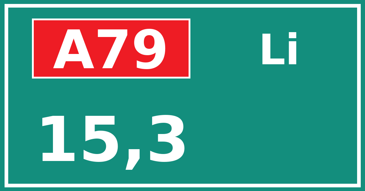 Hectometerbord A79 15,3 zijde Li