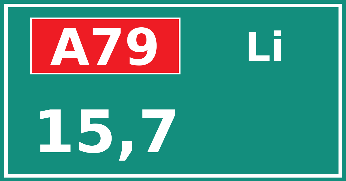 Hectometerbord A79 15,7 zijde Li
