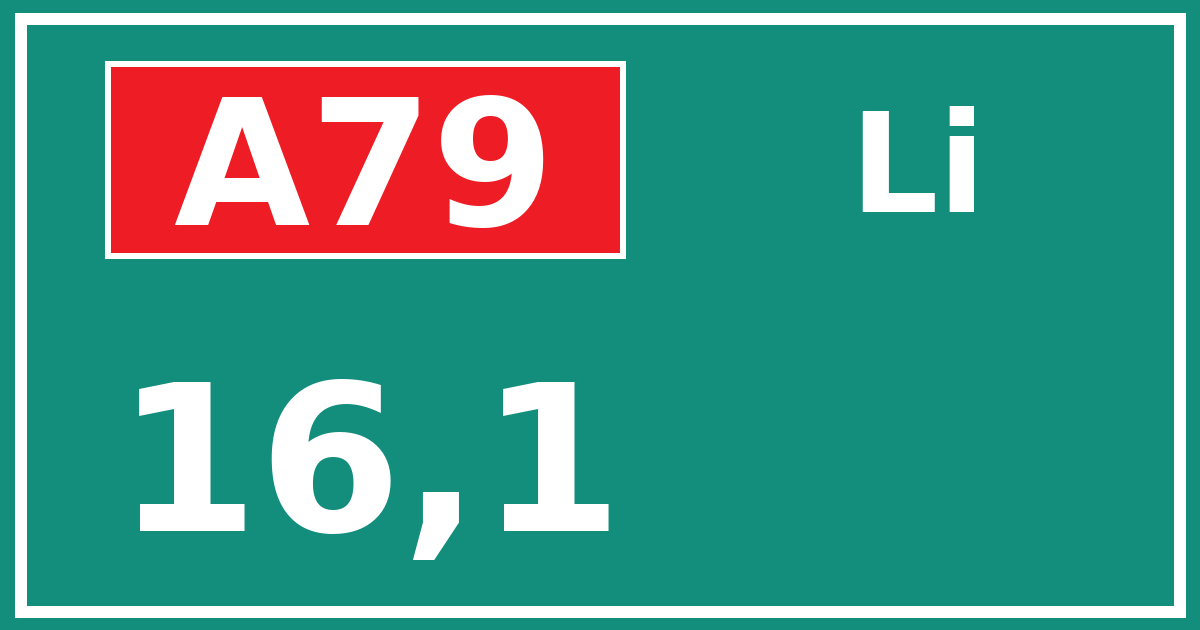 Hectometerbord A79 16,1 zijde Li