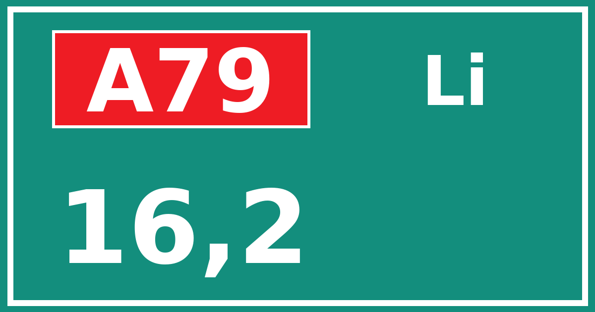 Hectometerbord A79 16,2 zijde Li