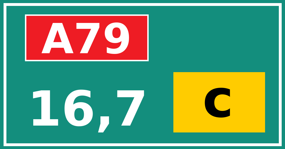 Hectometerbord A79 16,7 letter c