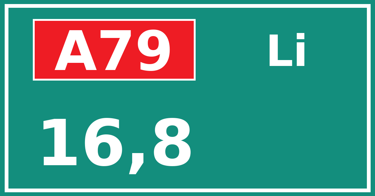 Hectometerbord A79 16,8 zijde Li