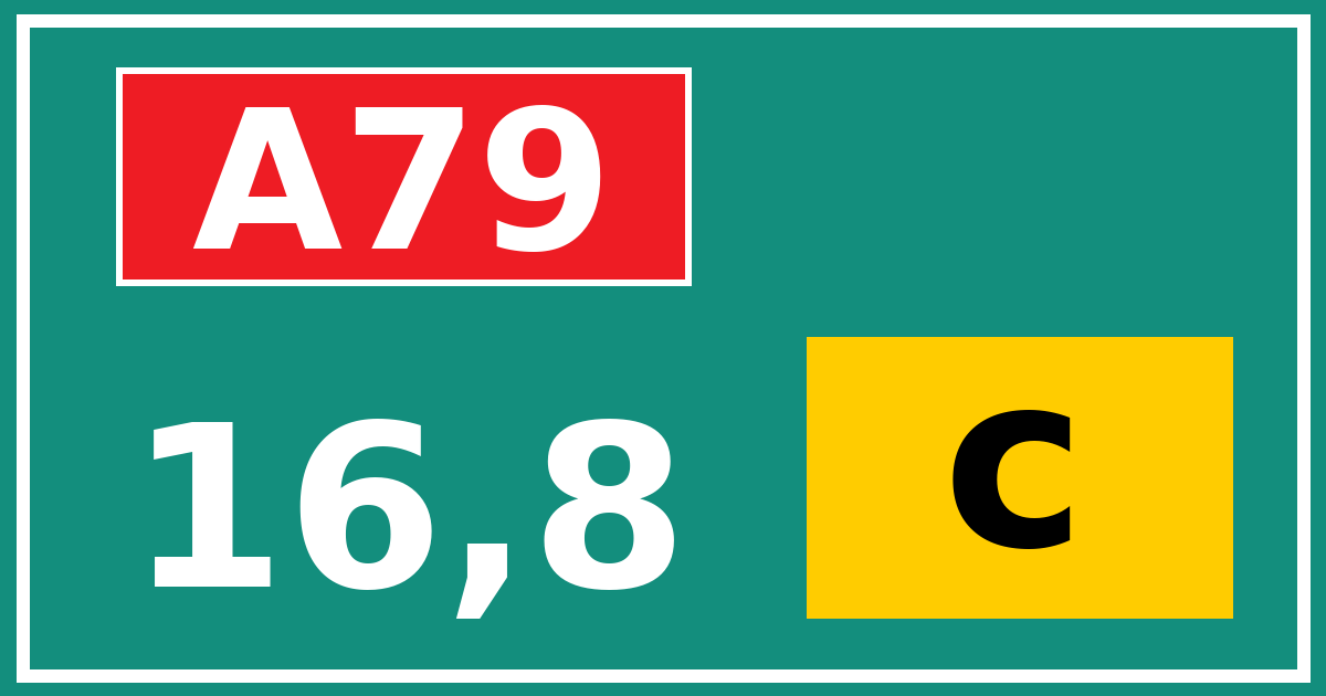 Hectometerbord A79 16,8 letter c