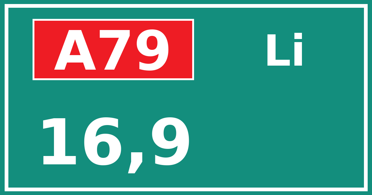 Hectometerbord A79 16,9 zijde Li