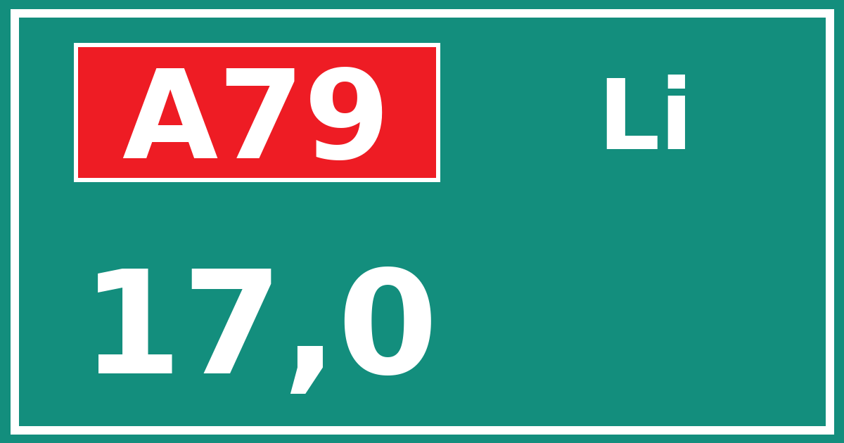 Hectometerbord A79 17,0 zijde Li