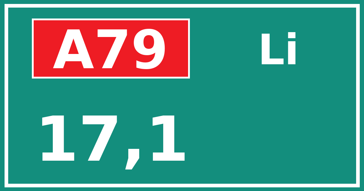 Hectometerbord A79 17,1 zijde Li