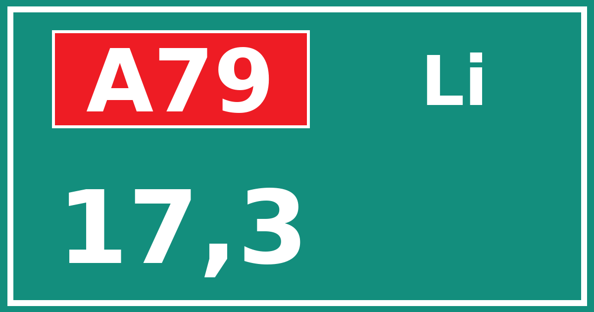 Hectometerbord A79 17,3 zijde Li