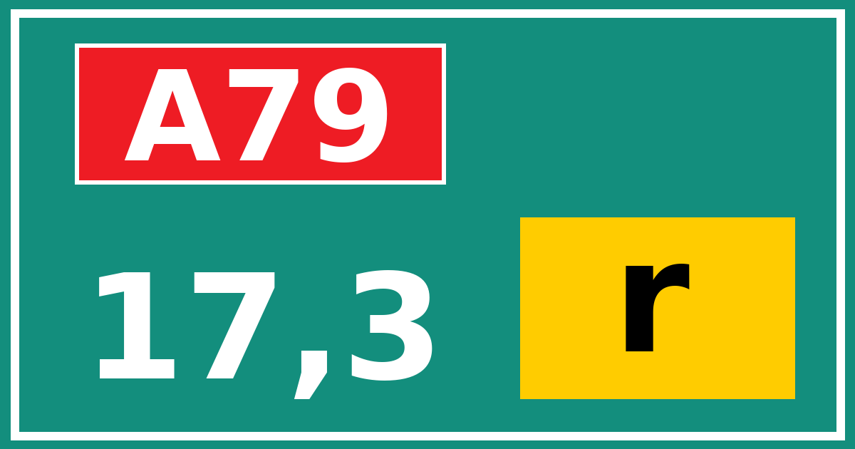 Hectometerbord A79 17,3 letter r