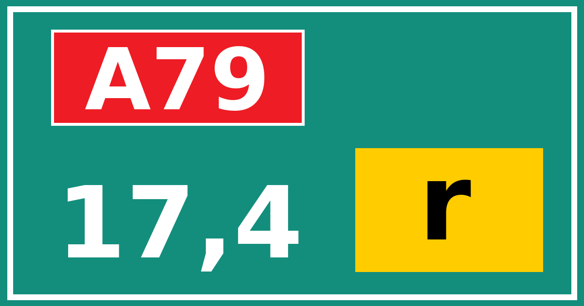 Hectometerbord A79 17,4 letter r