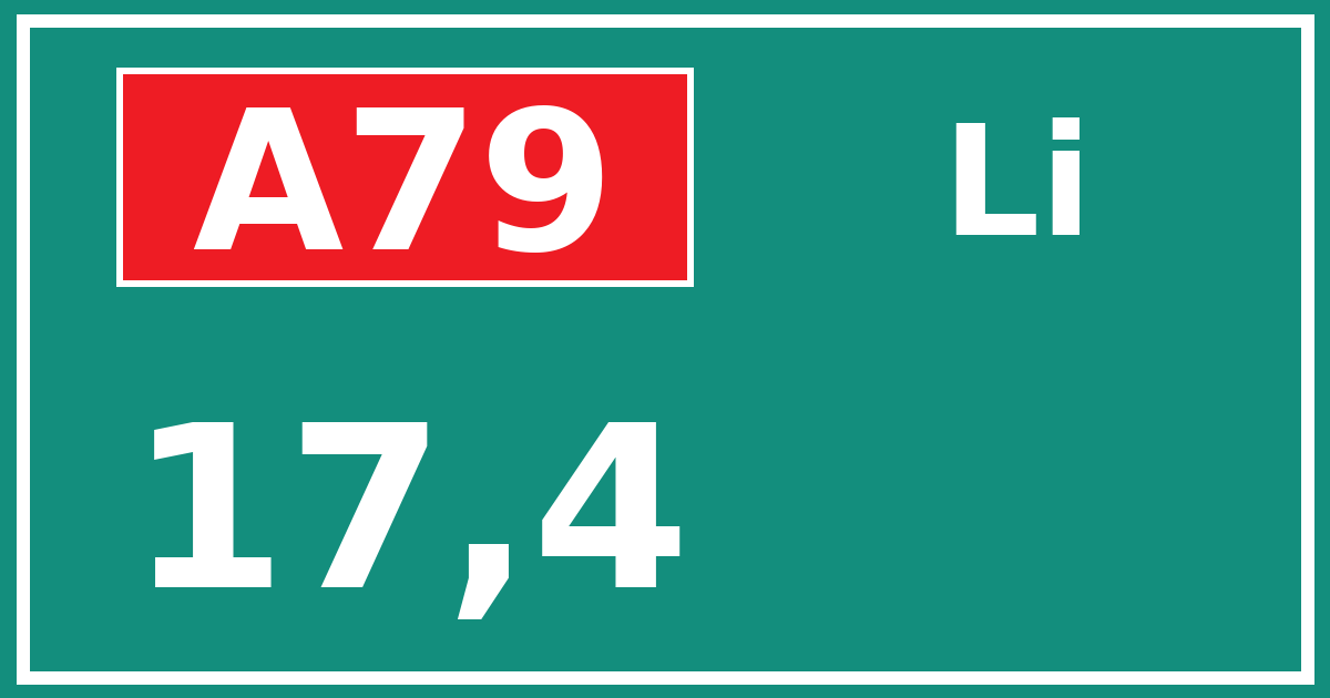 Hectometerbord A79 17,4 zijde Li