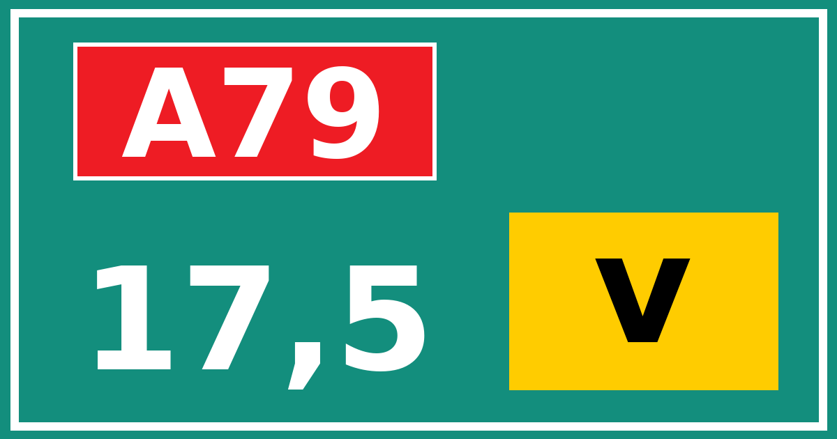 Hectometerbord A79 17,5 letter v
