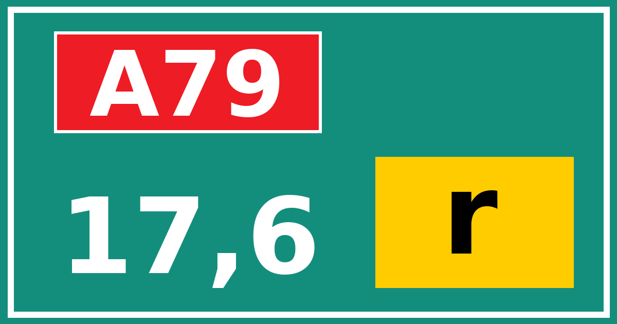 Hectometerbord A79 17,6 letter r