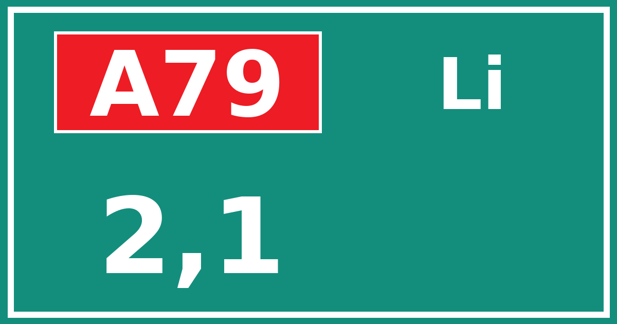 Hectometerbord A79 2,1 zijde Li