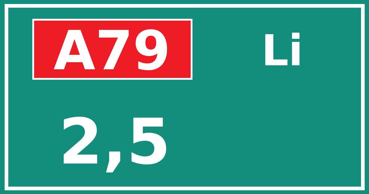 Hectometerbord A79 2,5 zijde Li